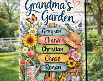 Personalized Grandma's Flag, Where Love Grows Flag, Custom Flag for Nana, Mimi, Mother's day Flag, Garden Gift, Grandchildren Flag