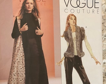 Vogue Couture Reversible Long or Short Vest and Semi Fitted Straight Pants 2690 Sewing Pattern Size 12 14 16 UNCUT