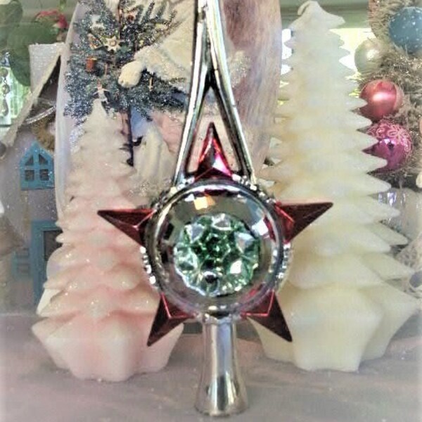 Vintage 60's Bradford Christmas Tree Topper Sputnik Atomic Silver Plastic Indent Unbreakable