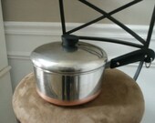 Vintage Double Ring Pre 1968 1801 Revere Ware Stainless 1 Qt. Pot Sauce Pan Copper Clad Bottom Process Patent Heavy Copper Made in USA