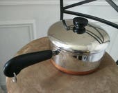 Vintage 1801 Revere Ware Stainless Steel 1 Qt. Pot Sauce Pan Copper Clad Bottom USA Rome NY