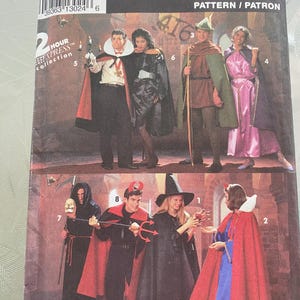 May include: Simplicity Costumes pattern featuring various Halloween costume designs. The cover displays images of people dressed as a vampire, witch, devil, and other characters. The pattern includes sizes SM-LG.
