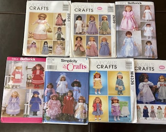 18" Doll Clothes American Girl UNCUT Butterick McCall’s Simplicity 5864 5971 8534 Sewing Pattern - You Choose