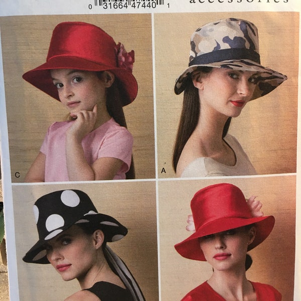 UNCUT Vogue Accessories Millinery Misses and Child Girls Wide Rim Hats Tafa V9308 9308 Sewing Pattern