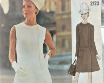 Patrón de costura para vestido semiajustado de corte A, diseño de alta costura de Vogue, Galitzine of Italy, MOD, años 60, 2123, talla 16, busto 38