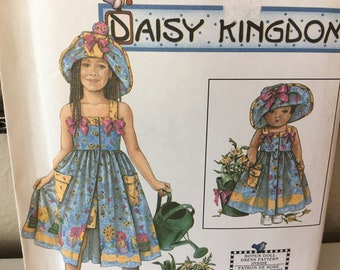 UNCUT Daisy Kingdom Simplicity Girl Child's Front Button Sundress Dress with Pull on Shorts 18” American Girl 8145 Sewing Pattern 8 10 12 14