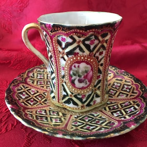 Vintage Antique Mikado Demitasse Gold Vergoldet Trim Teetasse Teetasse und Untertasse Made in Japan