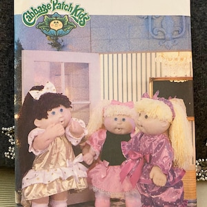 Butterick 1990 Cabbage Patch Kids Clothes Dress Skirt Top Shirt  Pants 5200 Sewing Pattern with Transfers