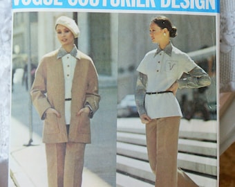 70's Vintage Vogue Couturier Design Valentino Misses Jacket Tunic Pants and Shirt Top 2746 Sewing Pattern Size 10 Bust 32 1/2