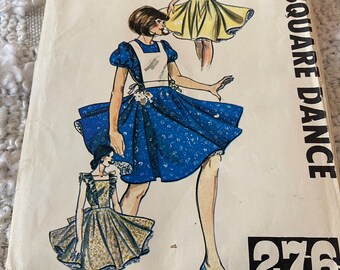 Authentic Patterns Inc Western Square Dance Dress Costume Circle Skirt 276 Sewing Pattern Size 12 14 16 Bust 34 36 38