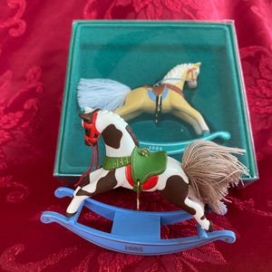 1985 1986 Hallmark Rocking Horse Handcrafted Keepsake Ornament Collector&#39;s Series 5th and 6th Sixth in Rocking Horse Series Original Box