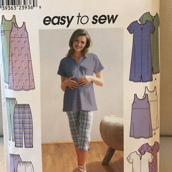 Maternity Dress Top Jumper Tunic Top Pants Shorts Wardrobe Easy to Sew 9188 Sewing Pattern Size 8 10 12 14 Bust 31 1/2 - 36 UNCUT