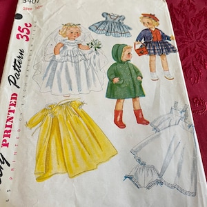 Vintage 1950er Jahre Einfachheits-Puppenkleidung Schnittmuster 3407: 16&quot;Puppenhochzeitskleid