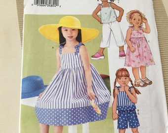 Butterick Girl’s Dress Top Pull on Shorts Pants Summer Clothes Sundress Children UNCUT Fast and Easy 3477 Sewing Pattern Size 6 7 8