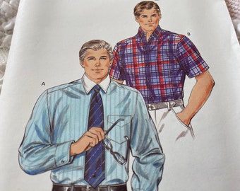 Men’s Kwik Sew Men's Yoked Shirt Business or Casual 1510 Sewing Pattern Size  King Size 50 - 52 UNCUT