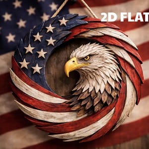 American Flag Eagle Wreath, Patriotic Wooden Door Hanger, USA Pride Decor