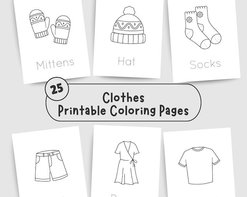 Clothes Coloring Pages: 25 Printable Coloring Sheets for Kids (digital ...