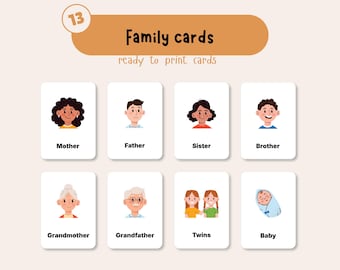 Family Members Flashcards: Montessori Preschool Learning (Digital Download)