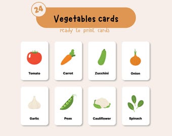 GROENTEN Flashcards leren voor kinderen: educatieve kaarten voor peuters, montessorimateriaal (digitale download)