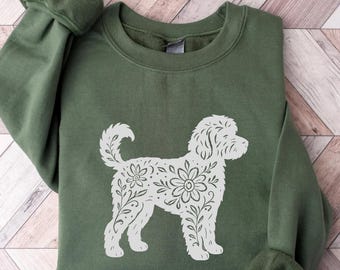 Boho Dog Plants Sweatshirt, Womens Floral Dog Hoodie, Flower Nature Sweater, Wildflower Dog Lovers Gift, Mothers Day Gift