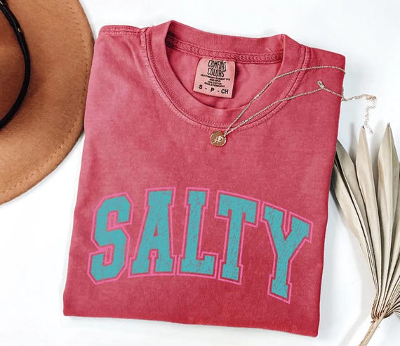 Comfort Colors®Vintage  Salty Shirt, Coastal Vibes T-Shirt, Summer Beach Tee, Ocean Beach Gift, Beachy Shirt for Women