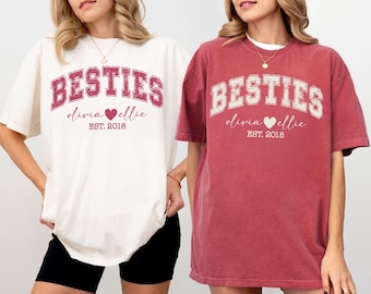 Comfort Colors® Personalized Best Friends Shirt, Besties Shirt, Matching Bestie Shirts, Friendship Gift for Her, Best Friend Birthday Shirt