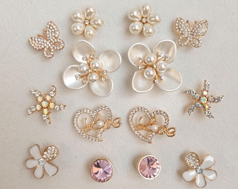 Pearl & Crystal Shoe Charms | Butterfly, Heart, Starfish | Floral Bling | Detachable Rose Gold Shoe Accessories | Ideal Gift for Her