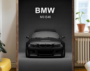 Affiche de voiture sport noire BMW M3 E46 sans cadre, art mural Légende en ligne-6, impression classique moderne 2026, décoration de spectacle de rue
