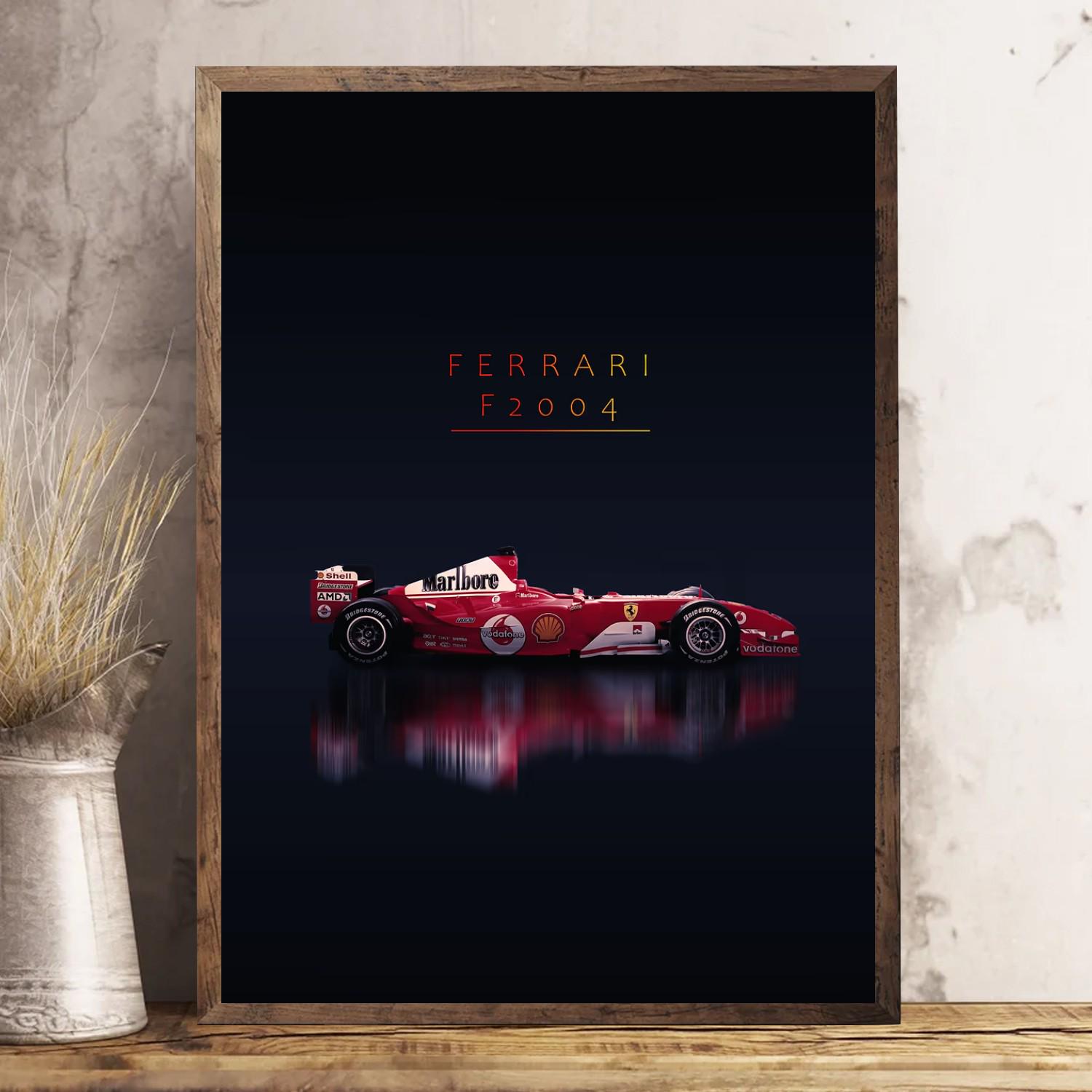 Ferrari F2004 F1 Car Poster Unframed, Michael Schumacher F1 Art ...