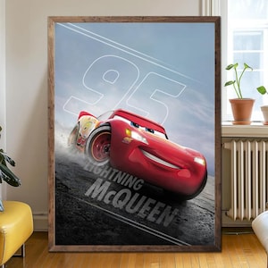 Lightning McQueen: Speed and Style Poster Unframed, Disney Pixar Cars Wall Art, 2026 Movie Character Print, Kids Room Decor