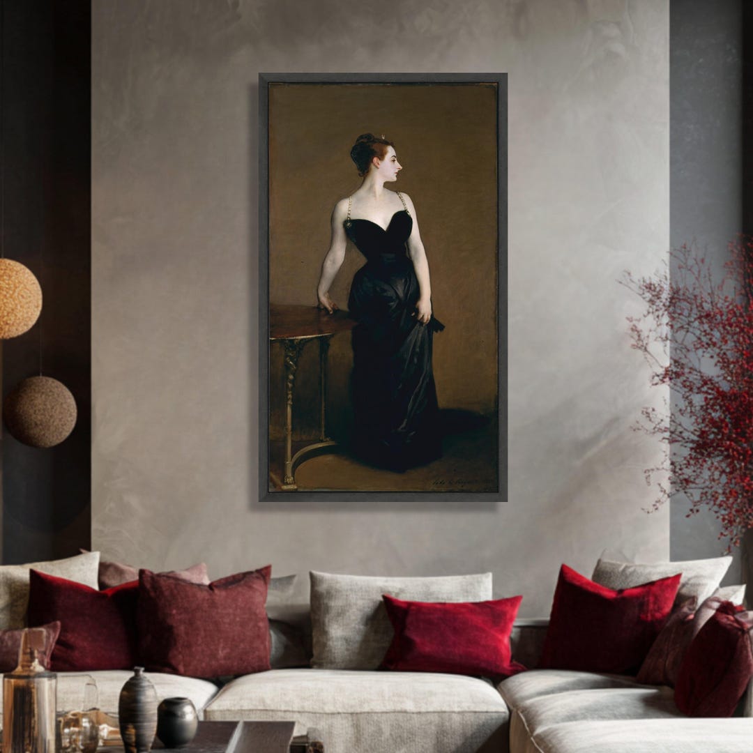 Elegant Woman in Black Gown Canvas, Vintage Portrait Wall Art - Etsy