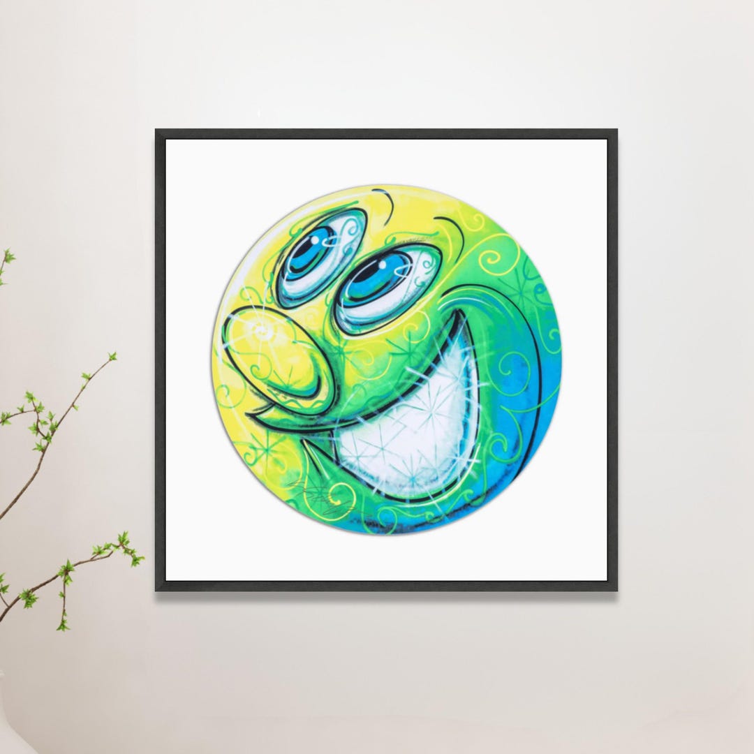 Whimsical Smiley Face Canvas, Colorful Abstract Wall Art, Ready to Hang ...