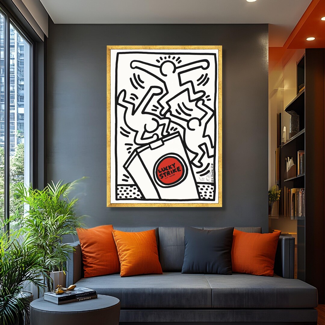 Keith Haring Pop Art Canvas Print, Lucky Strike, Modern Home Decor - Etsy
