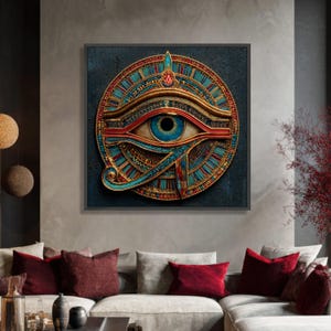 Auge des Horus Leinwanddruck, Gold & Blau Ägyptischer Dekor