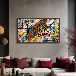 NYC Subway Map Canvas Wall Art, Urban Transit Design, New York City Metro Lines, Modern Cityscape Wall Art, Vibrant Subway Route Decor