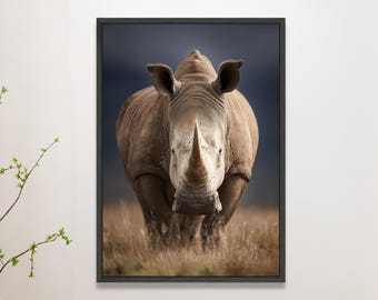 Majestic Rhino Portrait Canvas, Wildlife Animal Art, Safari Home Decor