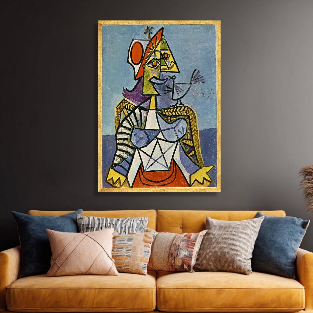 Picasso Style Abstract Portrait Canvas, Cubism Wall Art, Colorful ...