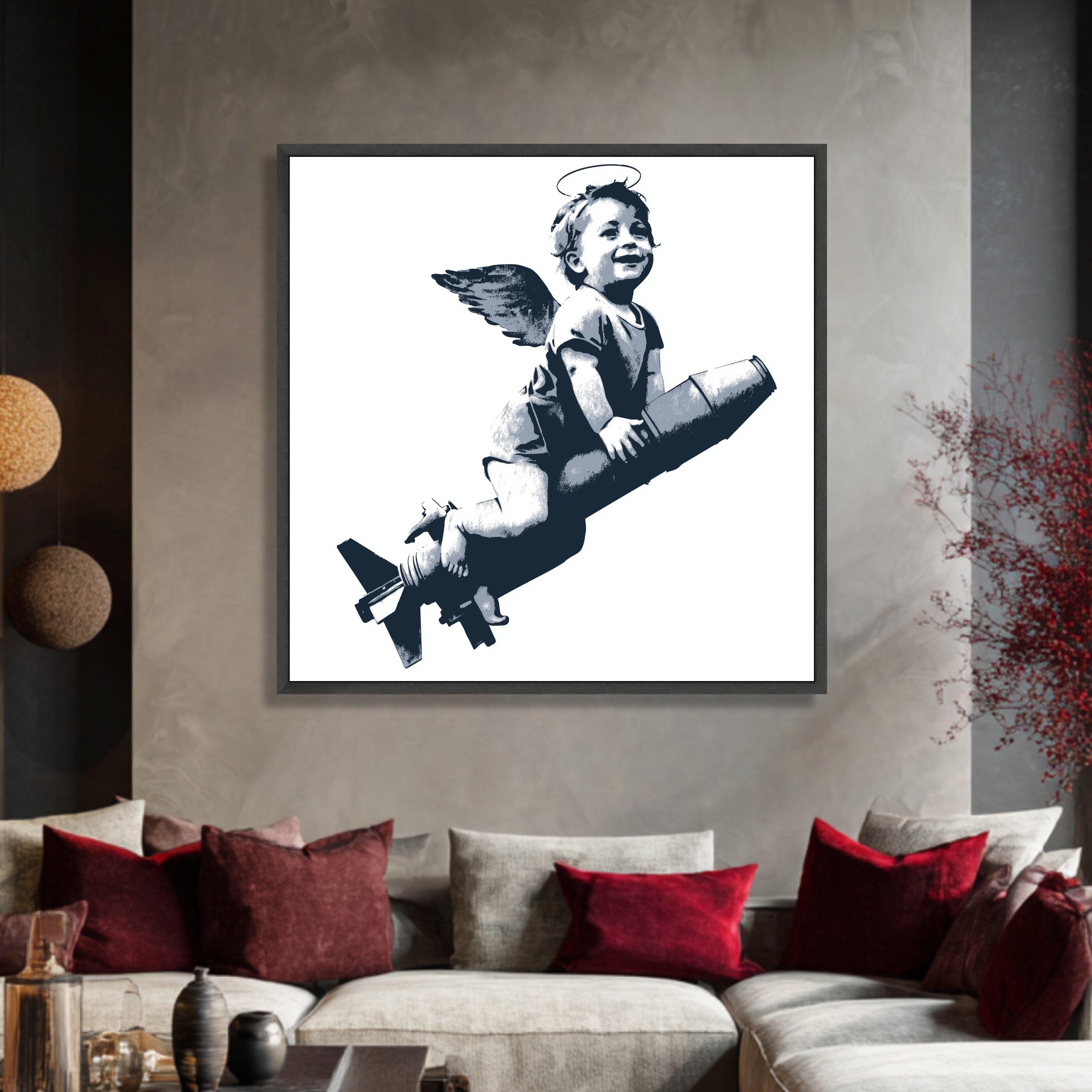 Banksy Angel Baby on Rocket Canvas, Urban Graffiti Wall Art - Etsy