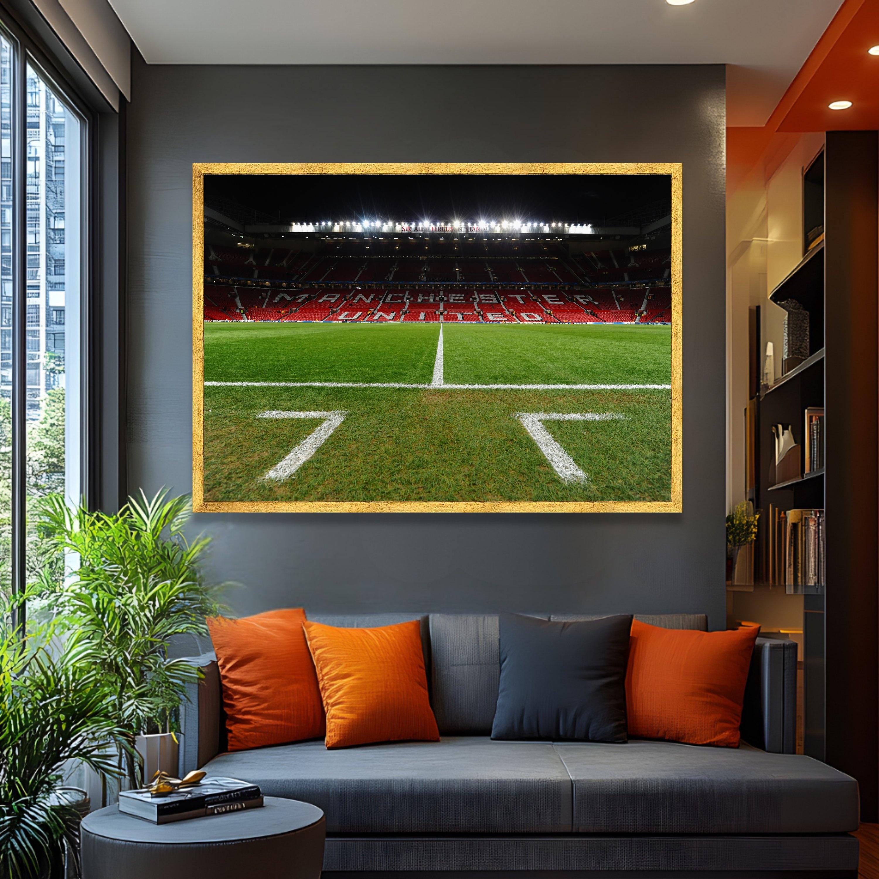 Empty Manchester United Stadium Field Canvas, Football Pitch Wall Art ...