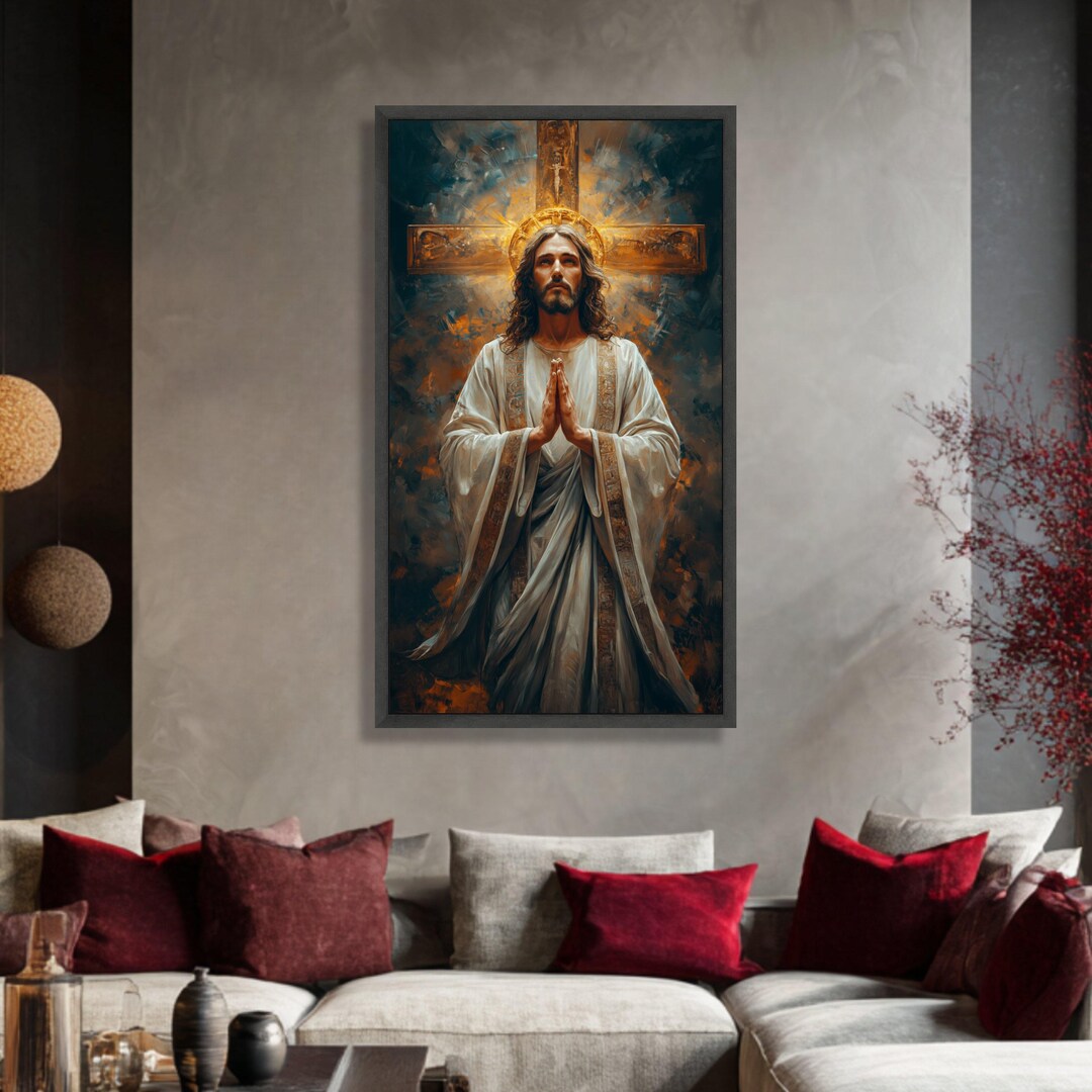 Prayerful Jesus Christ Canvas Wall Art, Religious Christian Painting ...