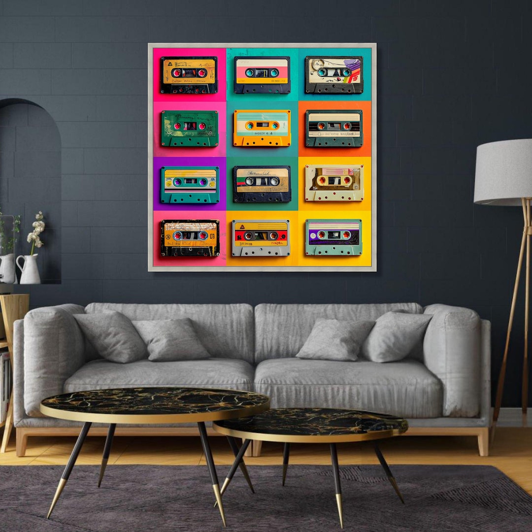 Retro Cassette Tape Canvas Wall Art, Colorful Pop Art Decor - Etsy