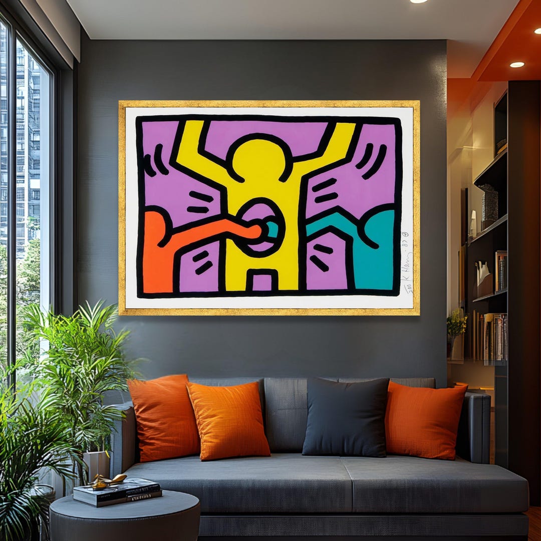 Keith Haring Style Canvas, Pop Art Figure, Modern Wall Hanging - Etsy