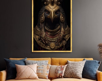 Egyptisk falkguden Horus Canvastavla, mytologiskt tryck med forntida kungligheter