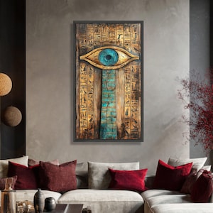 Horus Auge aus Ägypten, Leinwand Kunst, Hieroglyphen Design, spirituelles Symbol, Historischer Kunstdruck auf Holzplatte