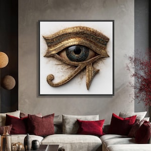 Auge des Horus Leinwanddruck, Gold Ägyptisches Amulett, Mystisches Dekor