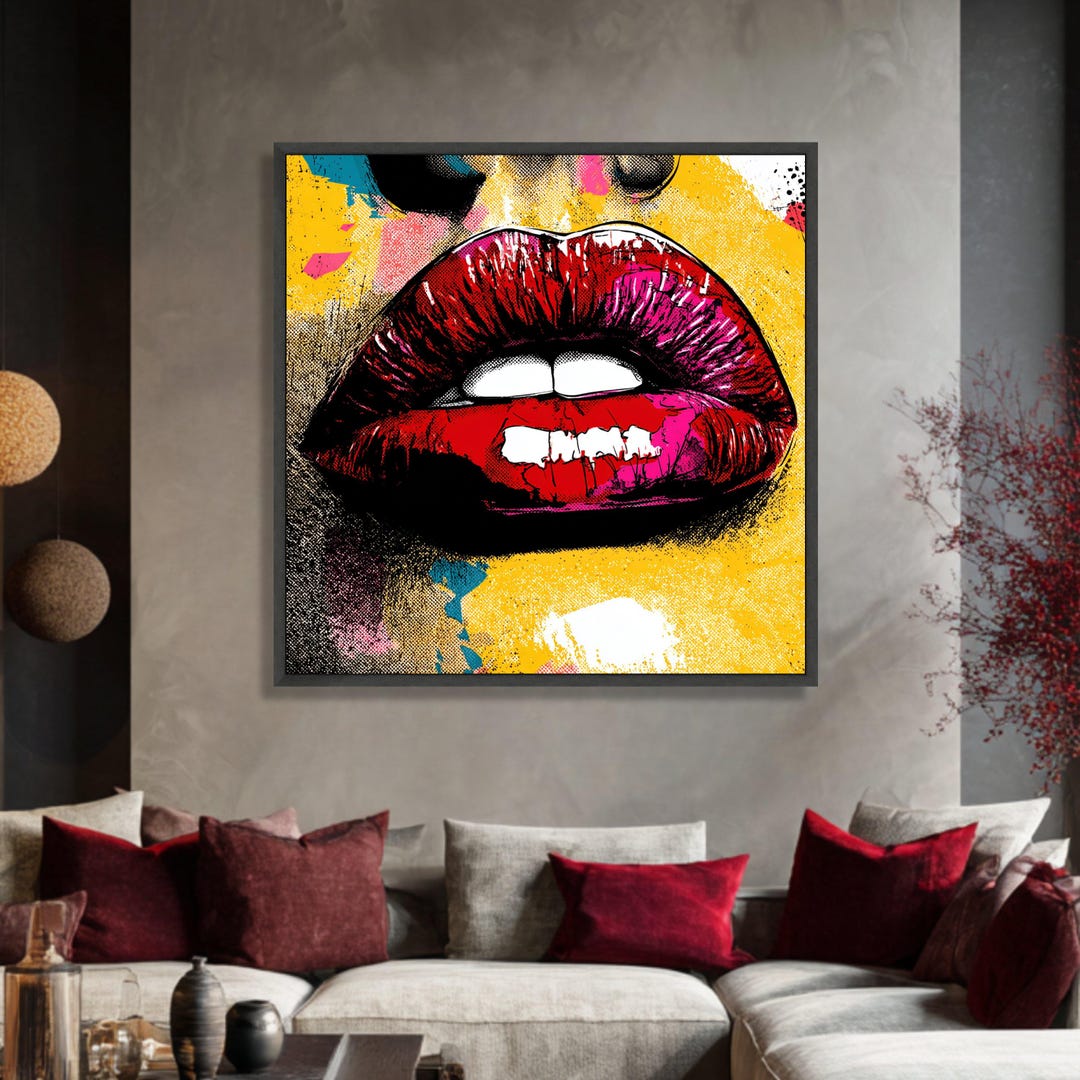 Bold Red Lips Pop Art Canvas, Modern Urban Wall Decor - Etsy