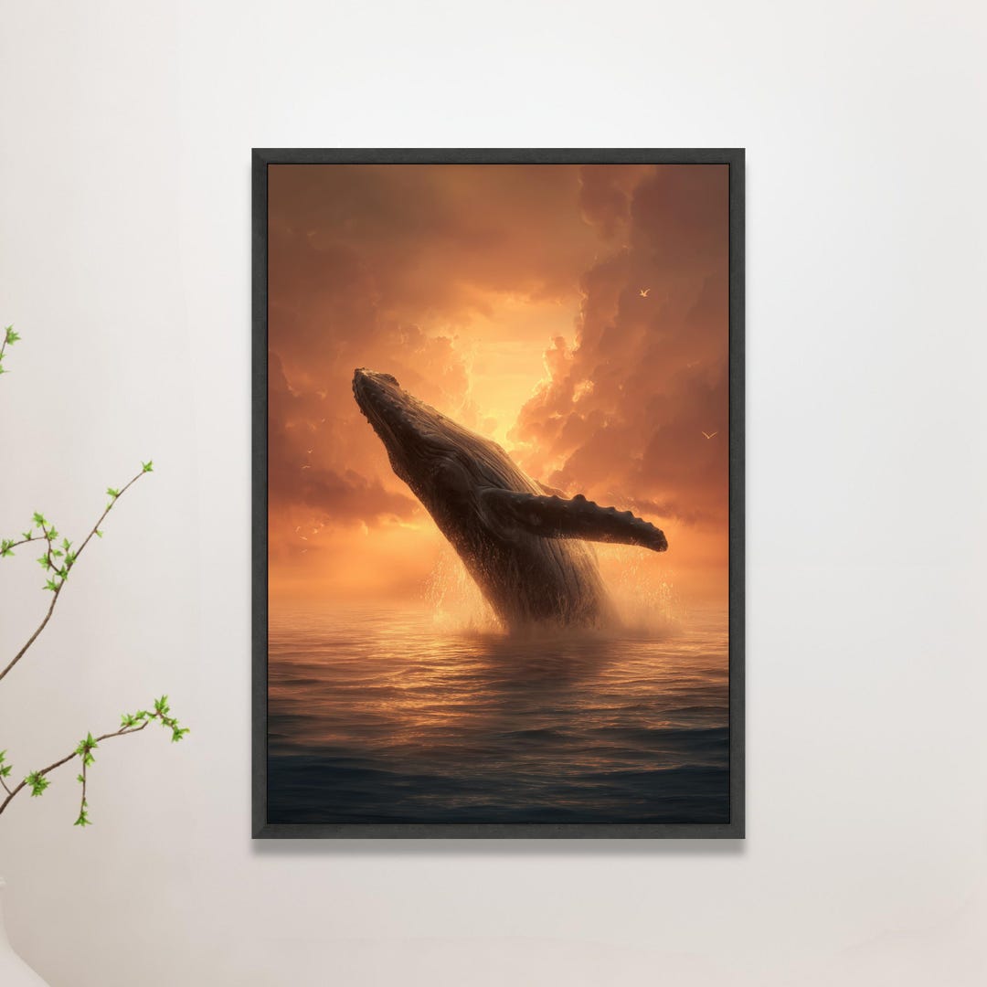 Majestic Humpback Whale Breaching Canvas, Ocean Sunset Wall Art - Etsy UK