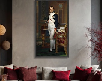Napoleon Bonaparte Portrait Canvas, French Military Art, Vintage Home Decor