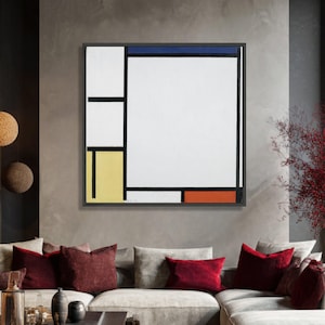 Geometryczny obraz na płótnie z blokami kolorów, nowoczesny abstrakcyjny design, minimalistyczna dekoracja domu, współczesny wydruk artystyczny, gotowy do powieszenia