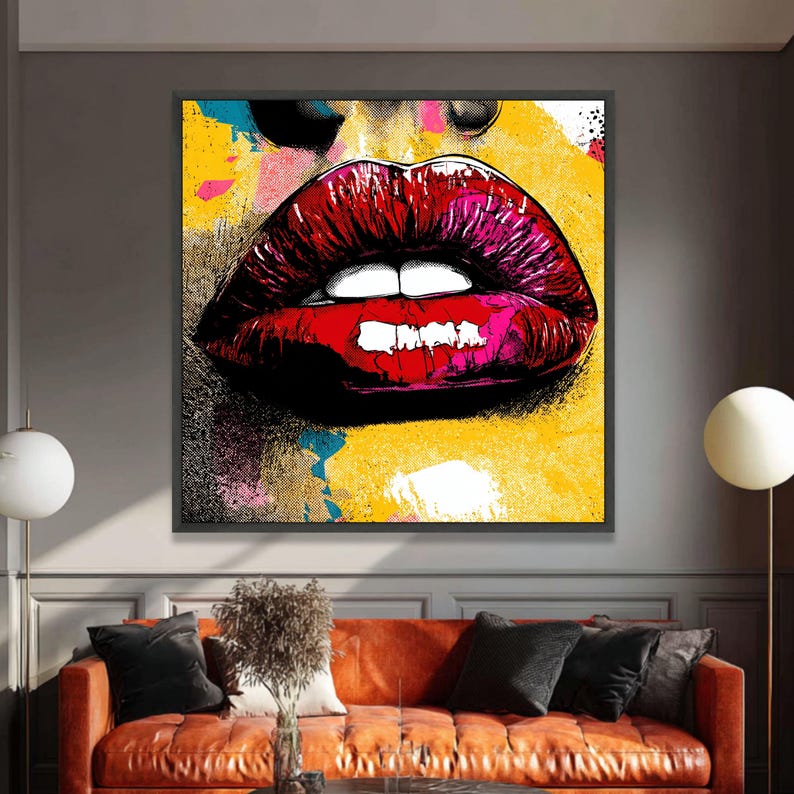 Bold Red Lips Pop Art Canvas, Modern Urban Wall Decor - Etsy